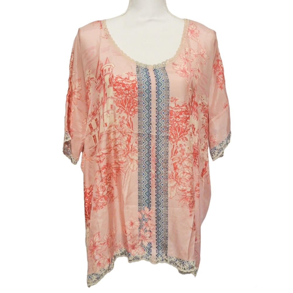 Johnny Was House Halsey Women's Silk Blouse Large